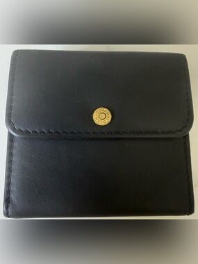 Vintage Coach Black Leather Compact Accessories Case with Gold Snap